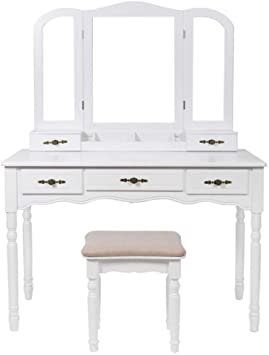 Amazon.com: GW Modern Dressing Table, Wooden Makeup Table, with .