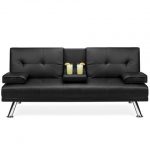 Best Choice Products Modern Faux Leather Convertible Futon Sofa .