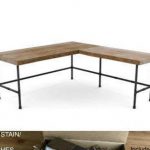 Rustic modern L shaped desk with barn wood top and iron pipe | Et