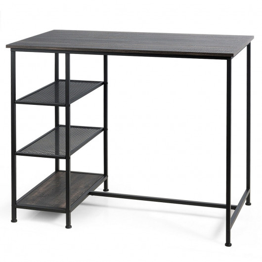 Bar Table, Modern Bar Table with Storage Shelves, Industrial .