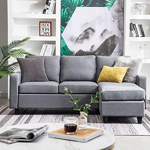 Amazon.com: HONBAY Convertible Sectional Sofa Couch Modern Linen .