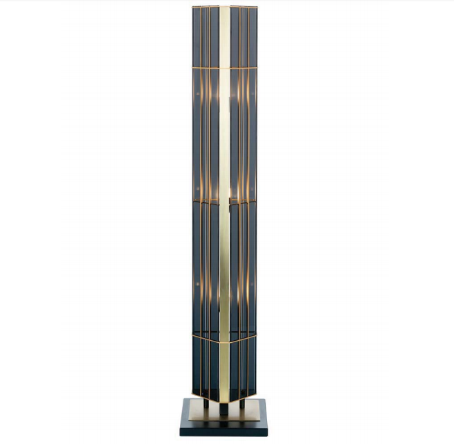 Tall slim modern Italian floor lamp with smart smoked glass .