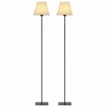 2 Set Modern Tall Floor Lights with Fabric Shade, Reading Standing .