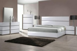 Manila Modern Gloss White Grey 4pc Bedroom Set W/Twin Bed .