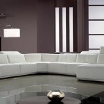 Contemporary White Leather Sectional Sofa with Retractable .