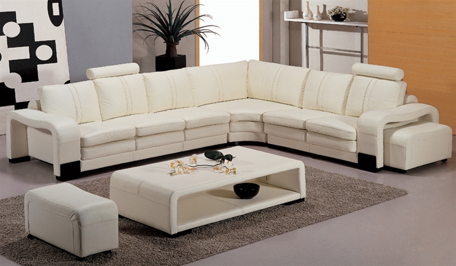 Modern White Leather Sectional Set TOS-FY560-3-