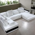 Vig Furniture Diamond Modern White Leather Sectional Sofa with .