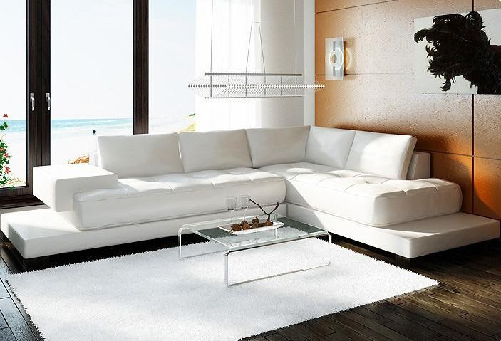 2226 Modern White Leather Sectional So