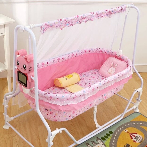 100% Cotton Baby Sleeping Bed Automatic Electric Baby Swing Cribs .