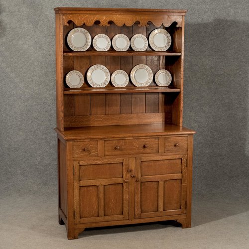 Antique Oak Kitchen Dresser Display Cabinet - Antiques Atl