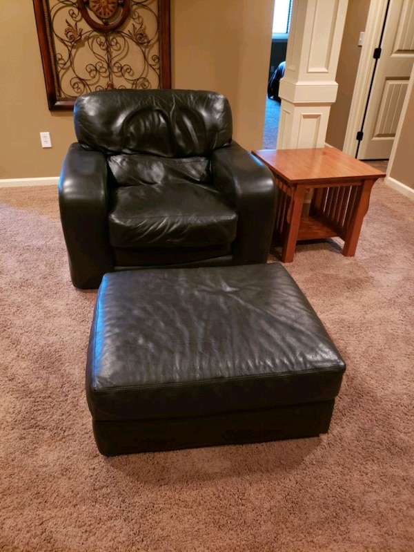 Used Two oversized leather chair and ottomans. (2) for sale in .