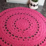 Pink Crochet Nursery Rug, Girls Room Round Carpet, Baby Cotton .