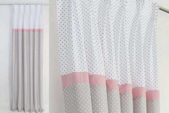 Baby Girl Nursery Gray Pink Blackout Curtains Curtains for | Et