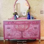 Antique 5 Drawer Pink White Handpainted Dresser Chest Mirror | Et