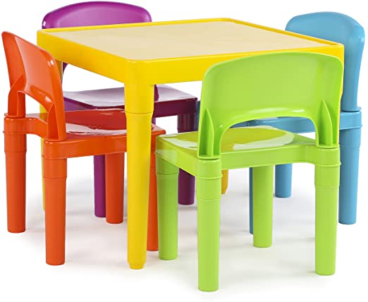 Amazon.com: Tot Tutors Kids Plastic Table and 4 Chairs Set .