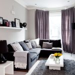 Grey traditional living room with purple soft furnishings | Living .