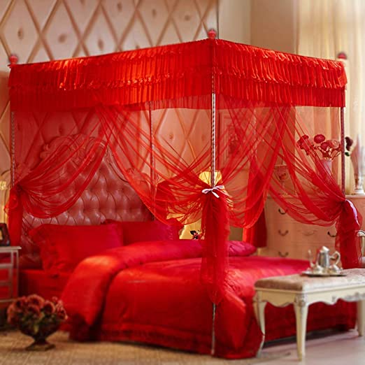 Amazon.com: Mengersi Princess 4 Corners Post Bed Canopy Bed .