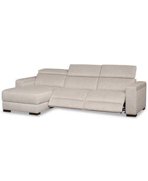 Furniture Nevio 3-Pc. Fabric Sectional Sofa with Chaise, 2 Power .