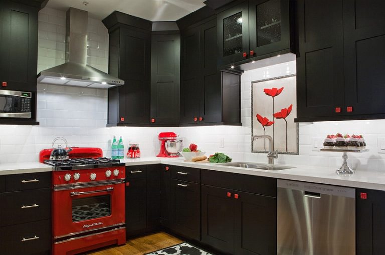 red and black kitchen design idea