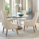 Round Glass Dining Table With Four Chairs In Silver Oak | Glass .