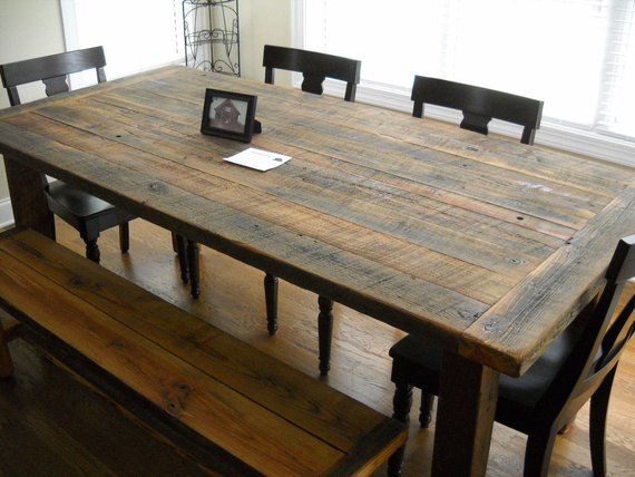 Farm Table, Benches and Chairs in Reclaimed Wood, Barn Wood or .