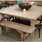 Square table with bench | Square kitchen tables, Square wood .