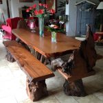 Rustic Live Edge Redwood Dining Table with Rustic Chairs and .