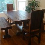 Amazon.com: Rustic Trestle Table Set w/ 2 benches and 2 chairs .
