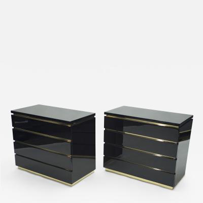 Jean Claude Mahey - Pair of small black lacquer chest of drawers .