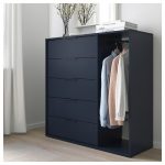 NORDMELA Chest of drawers with clothes rail - black-blue 46 7/8x46 .