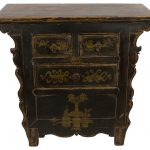 Consigned, Antique Black Gansu 3 Drawer Small Cabinet - Asian .