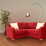 Red Upholstery Small Corner Sofa With White Pillow | Small corner .