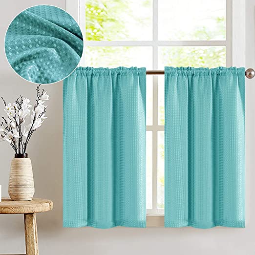 Amazon.com: Lazzzy Turquoise Blue Waterproof Small Window Curtains .