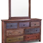 2-Piece Bayshore Rustic Modern Style Solid Wood Dresser and Mirror .