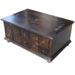 Classic Wood Storage Coffee Table with 10 Drawe