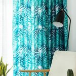 Turquoise Aqua Blue Tropical Leaf Curtains Chic Living Room Drap