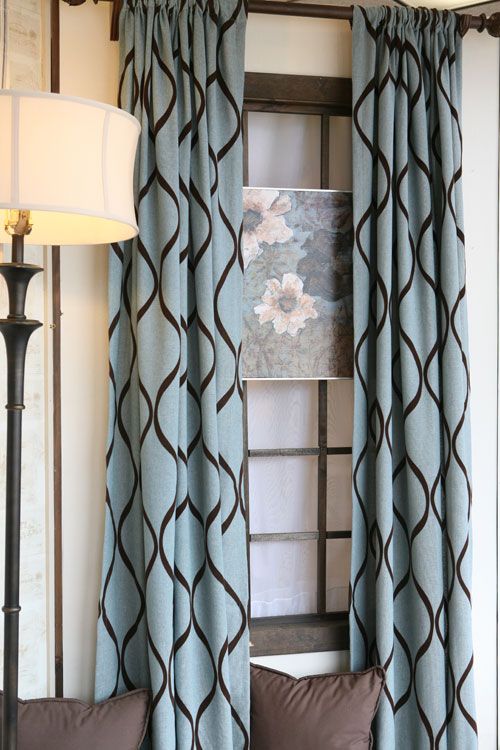 Curtain panels in turquoise and brown | CURTAIN PANELS TURQUOISE .
