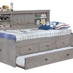 Kraemer Distressed Gray Big Bookcase Trundle Bed with Stora