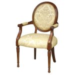Mahogany Victorian Style Brown Upholstered Arm Dining Cha