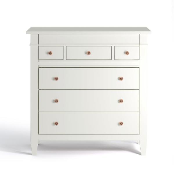 Simpli Home Carlton 6-Drawers White Solid Wood 36 in. Wide .