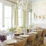 Beige and Green Dining Room with Fireplace - Cottage - Dining Ro
