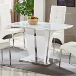 Memphis Glass Dining Table Small In White Gloss And Chrome Base .
