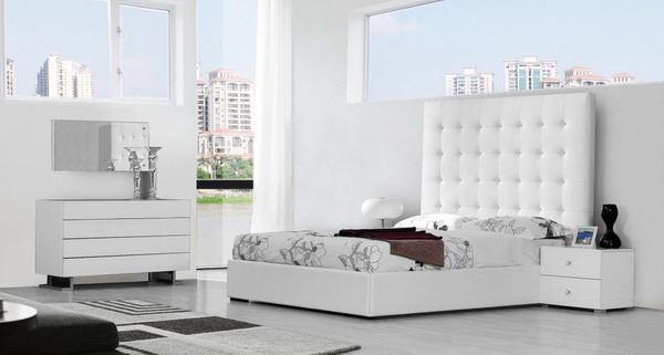 Modern White high Gloss Bedroom Furniture With King Size Bed .