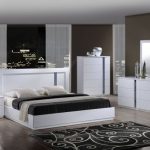 Jody White High Gloss MDF Wood Master Bedroom Set | Modern white .