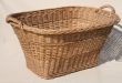 vintage french country chic wicker laundry hamper, big old wash .