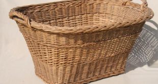 vintage french country chic wicker laundry hamper, big old wash .