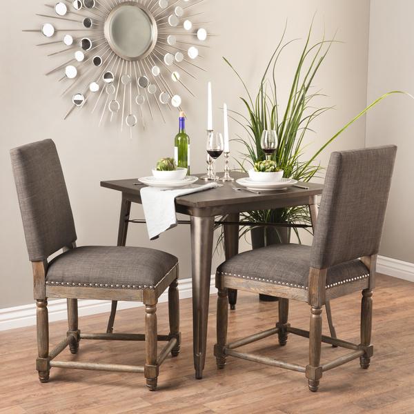 Gray Upholstered Reclaimed Wood Dining Cha