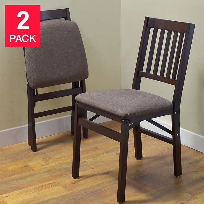 Stakmore Solid Wood Folding Chairs, Espresso Finish, 2-pa