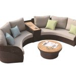 Evian Modern Outdoor Curved 4 Seater Sofa Set with built-in Side Tab