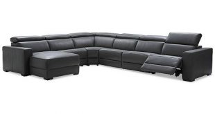 Furniture Nevio 6-pc Leather Sectional Sofa with Chaise, 1 Power .